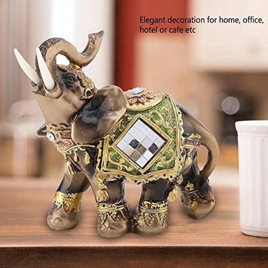 Reichtum Feng Shui Decoratieve Olifant Beeldje Groene Sculptuur voor Rijkdom en Geluk Medium Formaat