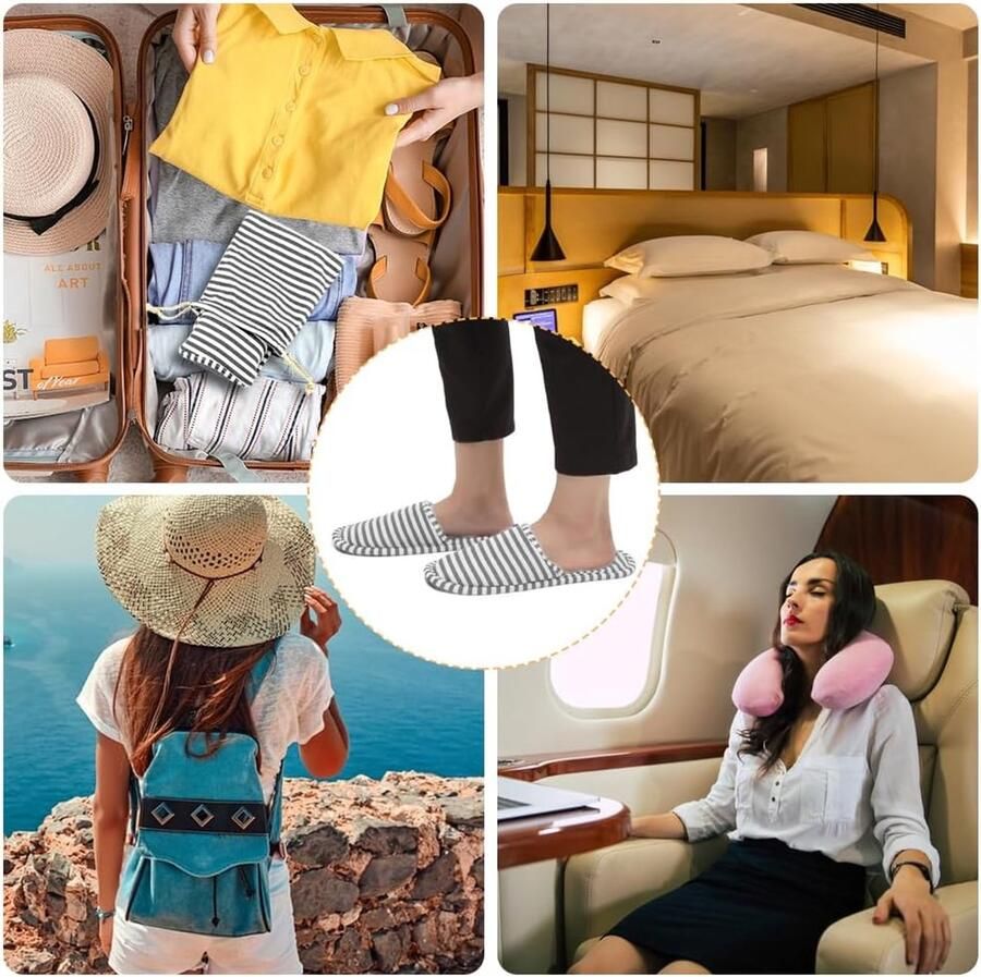 Draagbare en Vouwbare Reisslippers voor nen en met Opbergtas Ideaal voor Spa en Thuisgebruik - Foto 2