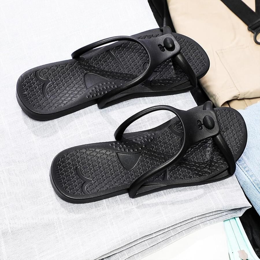 Reispantoffels Zwart 40 41 EU Opvouwbare Antislip Pantoffels Voor Badkamer en Zwembad
