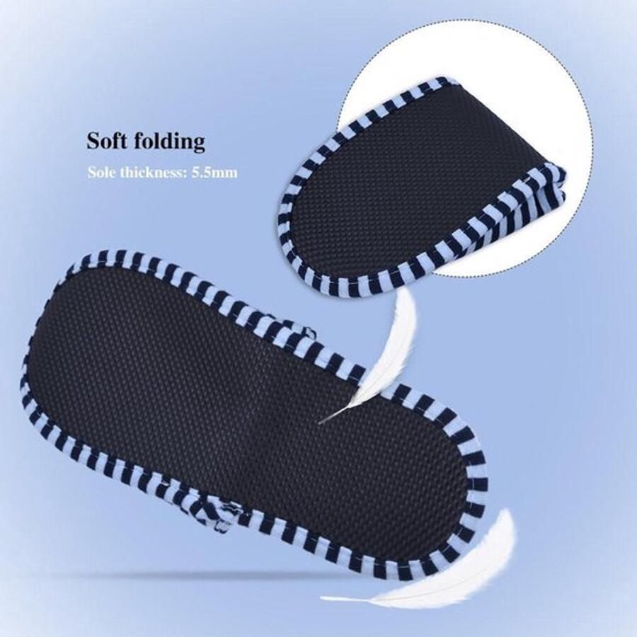 Reisschoenen Antislip Opvouwbaar Pantoffels Stoffen zak Reizen hotel Grijs gestreept Vrouwelijke Geschikt voor Grijs gestreept Opvouwbaar pantoffels met reisschoenen en zak voor reizen hotel (Grijs gestreept Vrouwelijk)