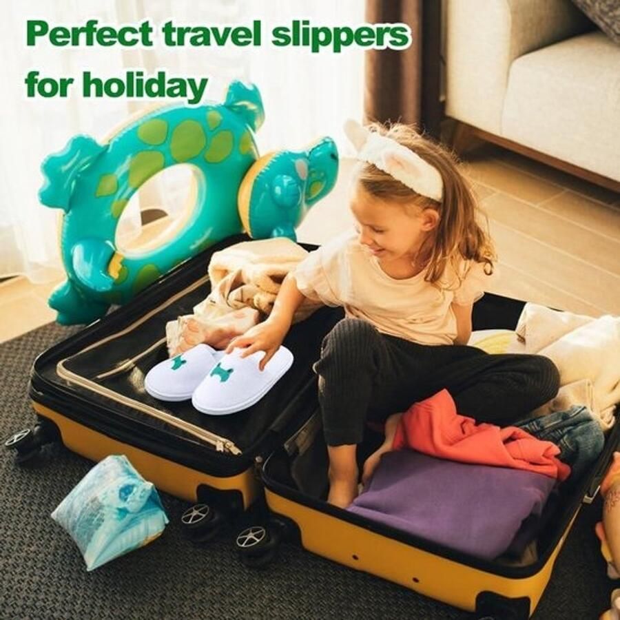 Reisschoenen voor kinderen Fluwelen hotelschoenen met antislipzool Pantoffels met coraal Badschoenen voor en Familiegasten EU Wit