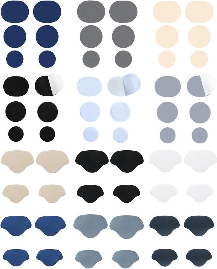 Reparatiepleisters in 6 kleuren voor hielbescherming zelfklevend en robuust ideaal voor sportschoenen leren schoenen en hoge hakken tegen gaten en slijtage 60 stuks