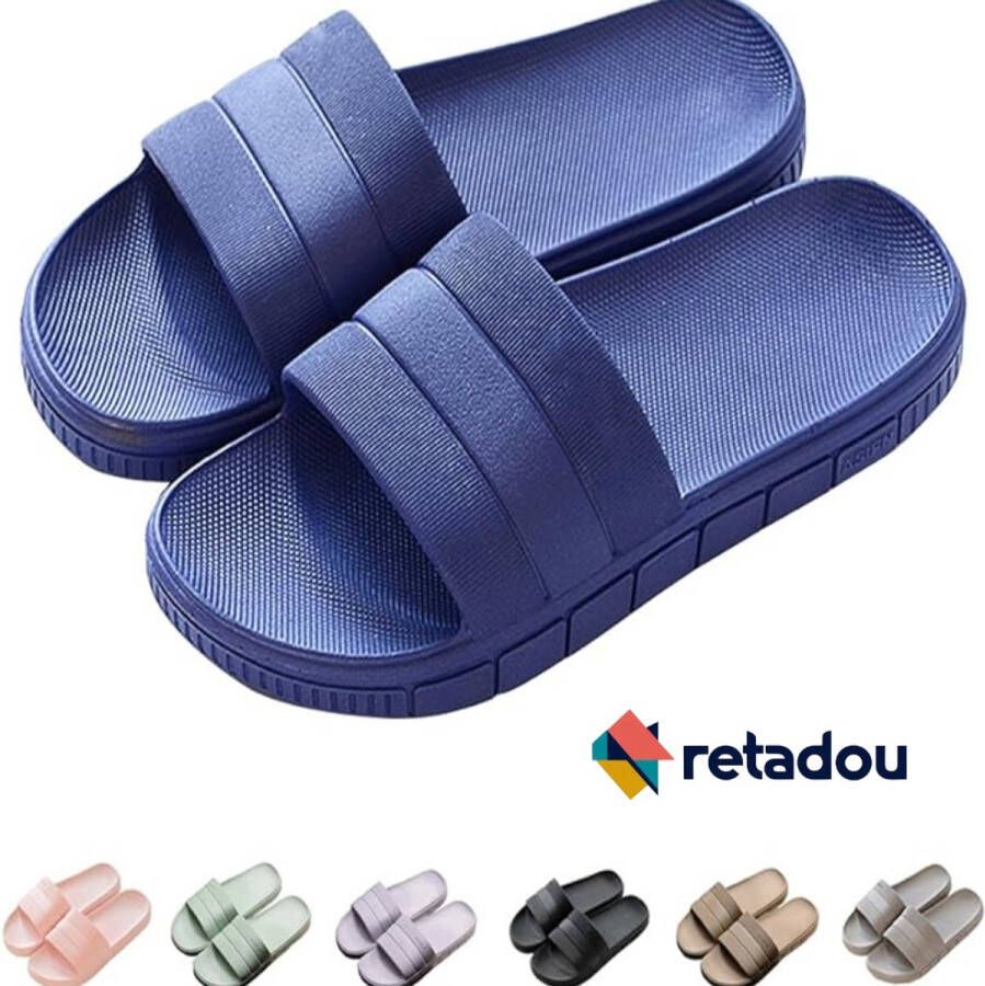Retadou slippers zomer slide-slippers badslippers strand indoor outdoor slipvast unisex effen EU marineblauw