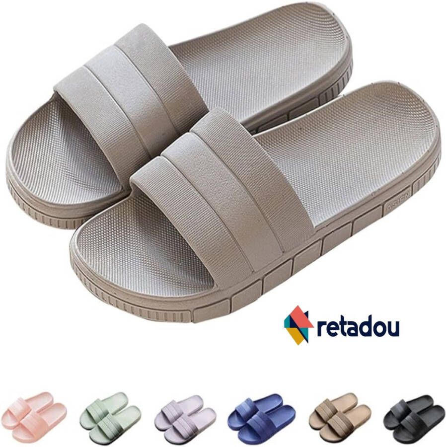 Retadou slippers zomer slide-slippers badslippers strand indoor outdoor slipvast unisex effen EU grijs