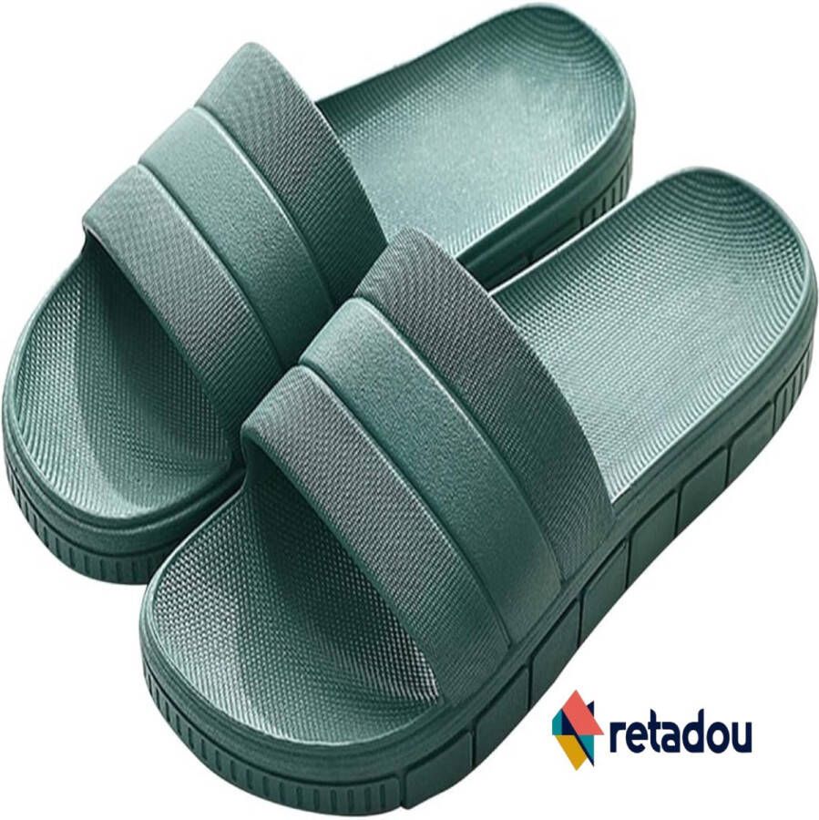 Retadou slippers zomer slide-slippers badslippers strand indoor outdoor slipvast unisex effen EU legergroen