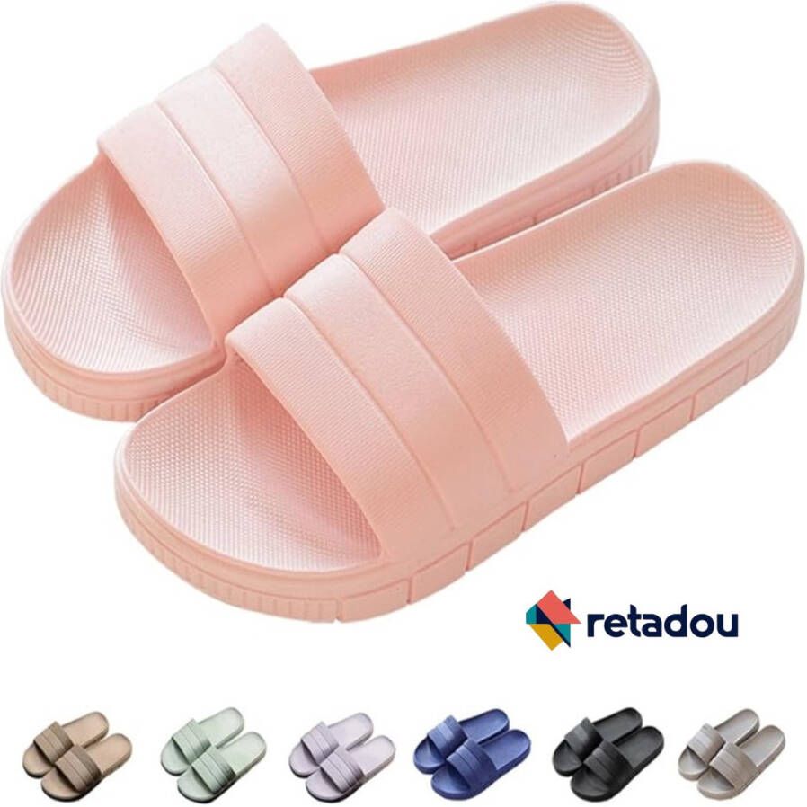 Retadou slippers zomer slide-slippers badslippers strand indoor outdoor slipvast unisex effen Roze