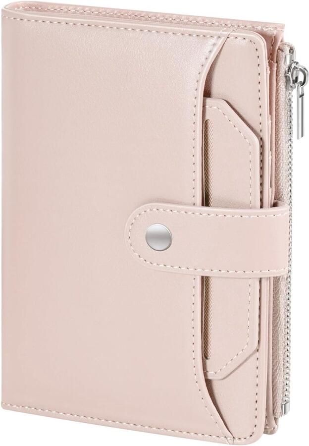 RFID-blokkerende paspoort creditcardhouder PU-leer slanke paspoorthoes met ritssluiting muntvak roze 1 pack