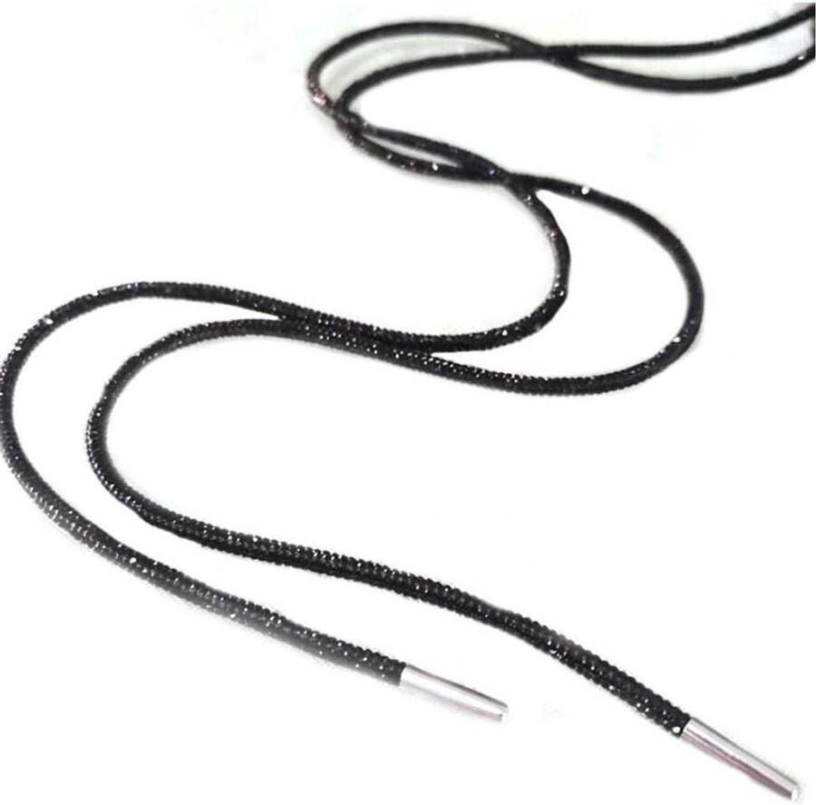 Rhinestone Schoenlaces Glitters Veter Schoenen Versieren Ronde Veter Zwart