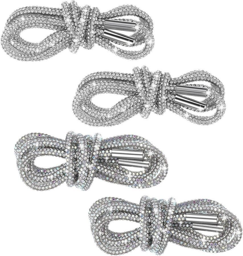 Rhinestone Veters Glitterschoenveters Schoenen Versieren Glanzende Kristallen Wit AB