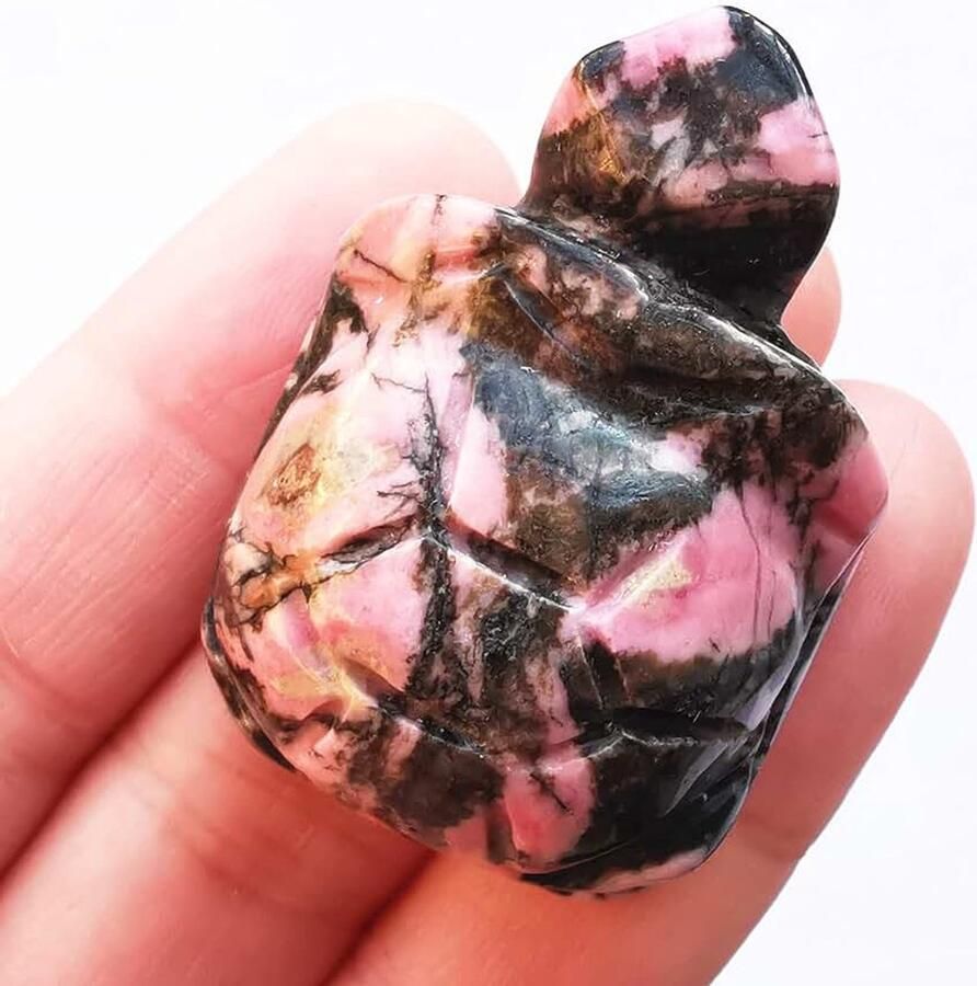 Rhodoniet schildpad kristallen en helende stenen 35 mm handgesneden dierensculptuur om te verzamelen Fengshui geneeskrachtige kristal