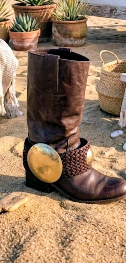 Riem laarzen boots belts bohemian bruin ibiza stijl gevlochten