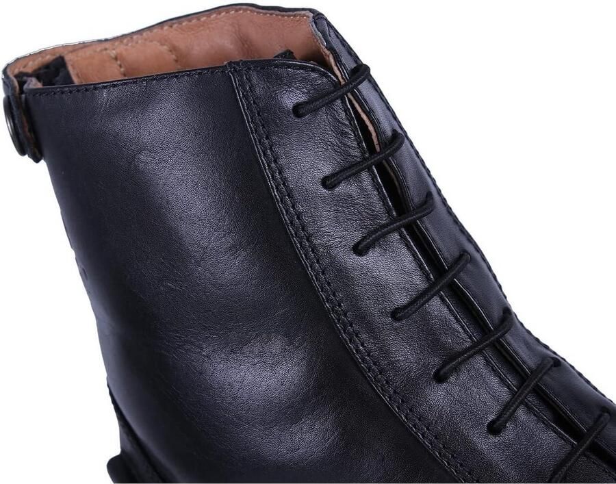 Rijlaarzen met Veters voor Jodphur- en Rijbroeken Geplastificeerd Uiteinde (Zwart)