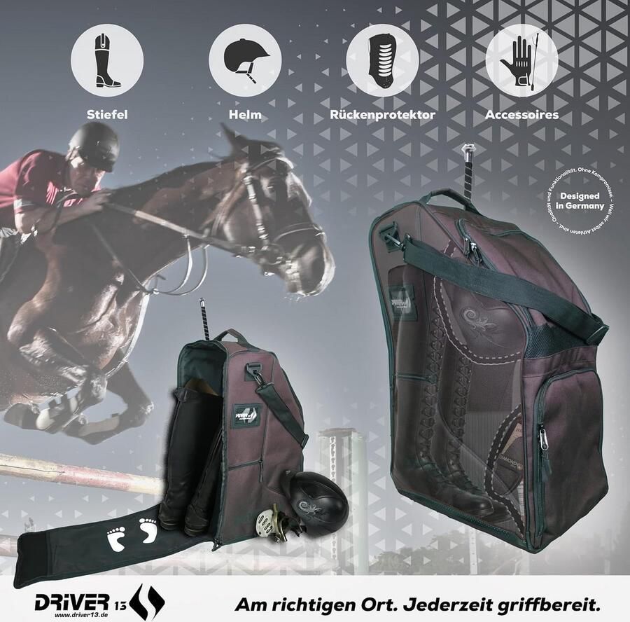 Rijlaarzen Tas Brons met Ruim Helmvak en Accessoirevakken