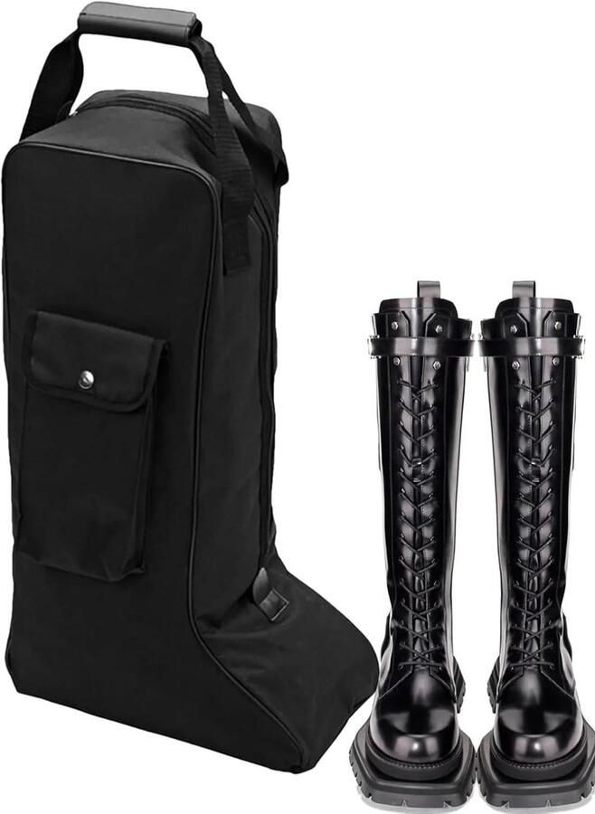 Rijlaarzen Tas Laarzentas Reis Laarzen Bescher Waterdicht Oxford Materiaal Hoog Zwart