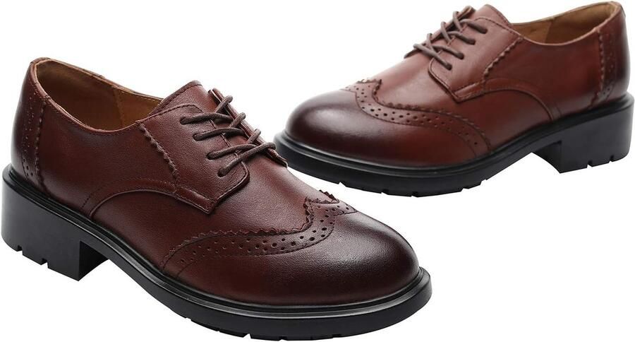 Rismart Damesjurk Oxfords leer ronde teen veterschoen business formele brogues schoenen