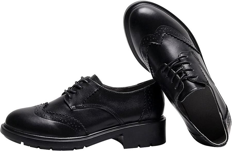 Rismart Damesjurk Oxfords leer ronde teen veterschoen business formele brogues schoenen