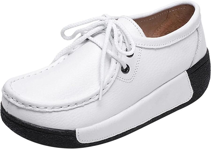 Rismart Vrouwen Platform Hoogte Toenemende Klassieke Suede Trainers Schoenen Wit leder