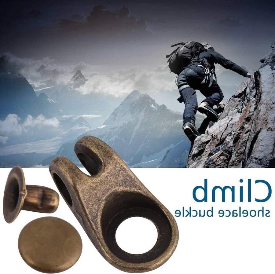 Rivet Shoelace Hooks 20 Sets Schoenveter Haakjes voor Wandelschoenen Outdoor en Bergsport Verkrijgbaar in Goud Brons en Grijs