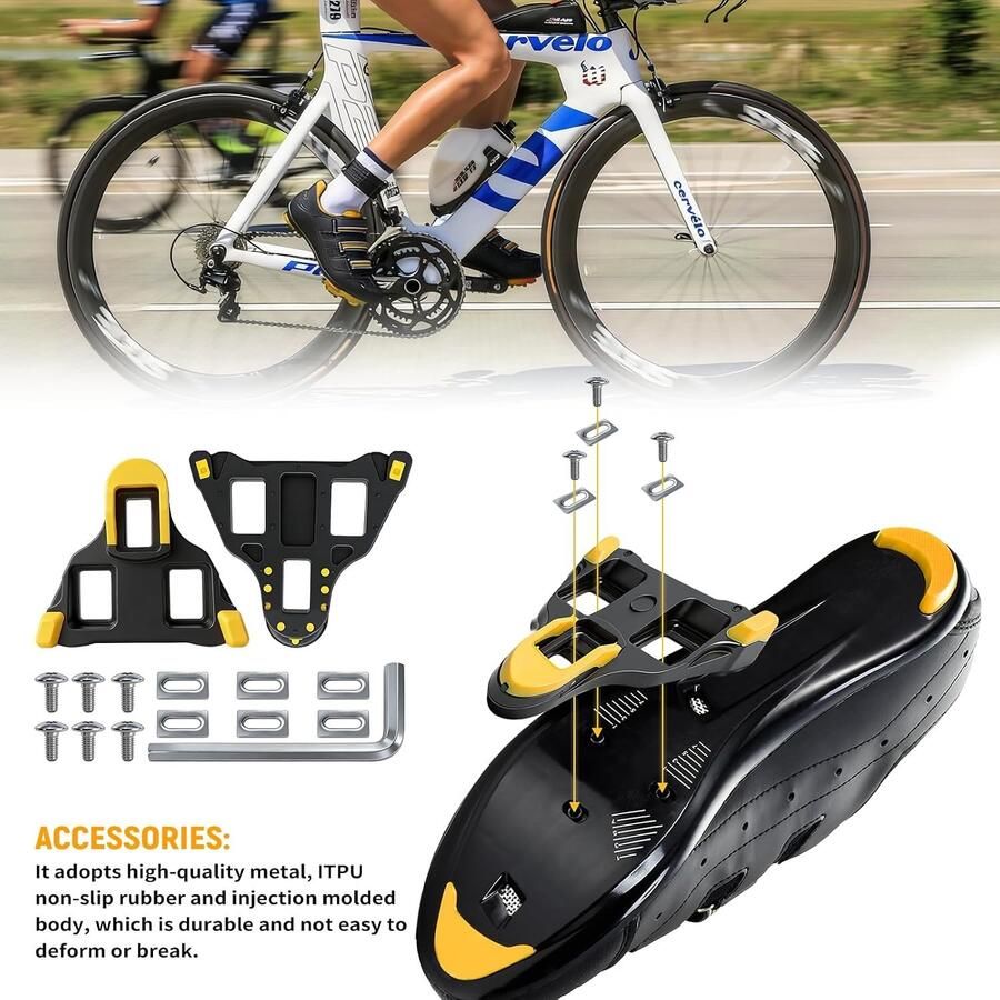 Road Bike Cleats voor Fietsschoenen Geschikt voor Binnen- en Buitengebruik Compatibel met 3 Bolts Ideaal voor Wielrennen en Fietstraining