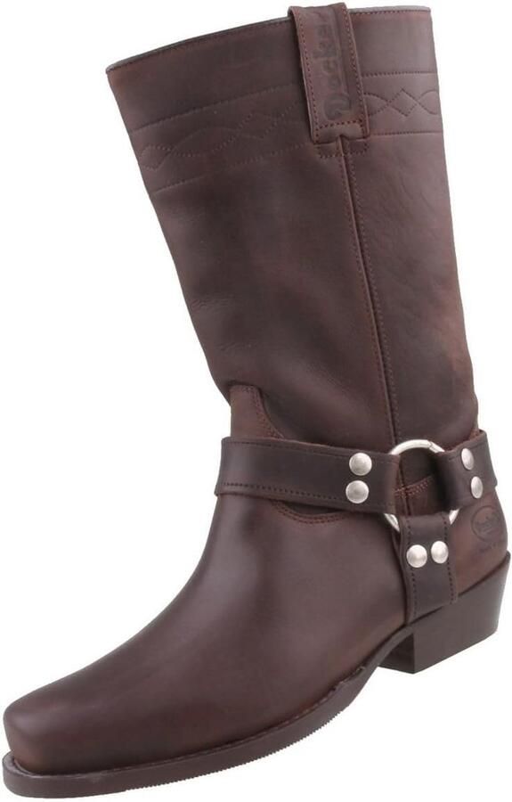 Robuuste Biker Laarzen van Leer Donkerbruin