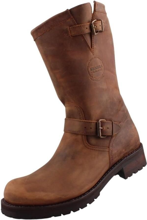 Robuuste Bruine Leren Biker Laarzen voor Heren Handgemaakt