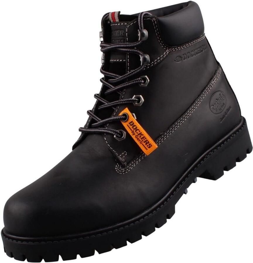 Robuuste Dames Enkellaarzen Zwart Leer Wandelschoenen