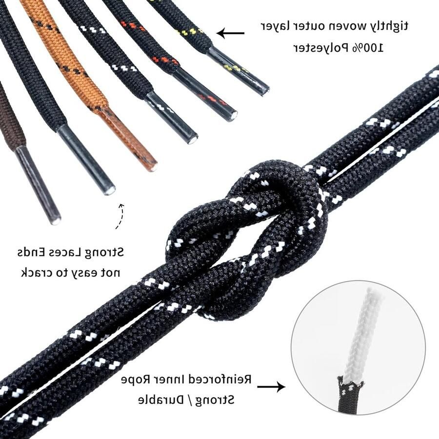 Robuuste en duurzame ronde veters voor sportschoenen trekking schoenen en bergschoenen voor en 2 paar - Foto 1