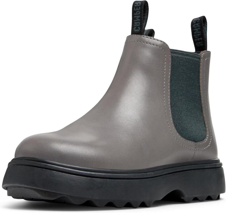 Robuuste Grijze Kinderlaarzen van Leer met Rubberen Zool Stevige Buitenschoenen