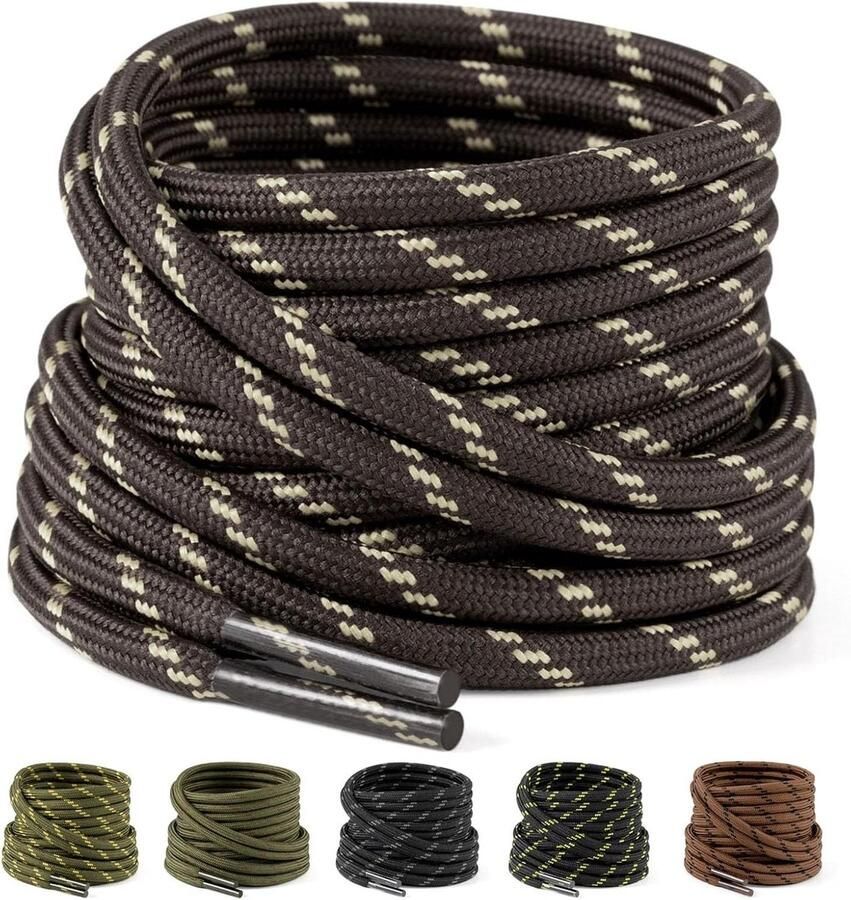 Ronde Boots Veters Schoenriemen Scheurbestendig Schoenen Versterken Versterkt Dubbellaags Design 4.5mm Dik Zwart