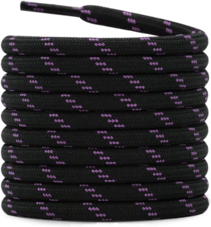 Ronde dikke veters voor wandelschoenen met paarse stippen 2 paar