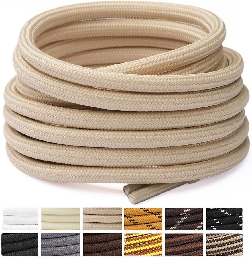 Ronde schoenveters 2 paar scheurbestendig voor wandelschoenen en werkschoenen