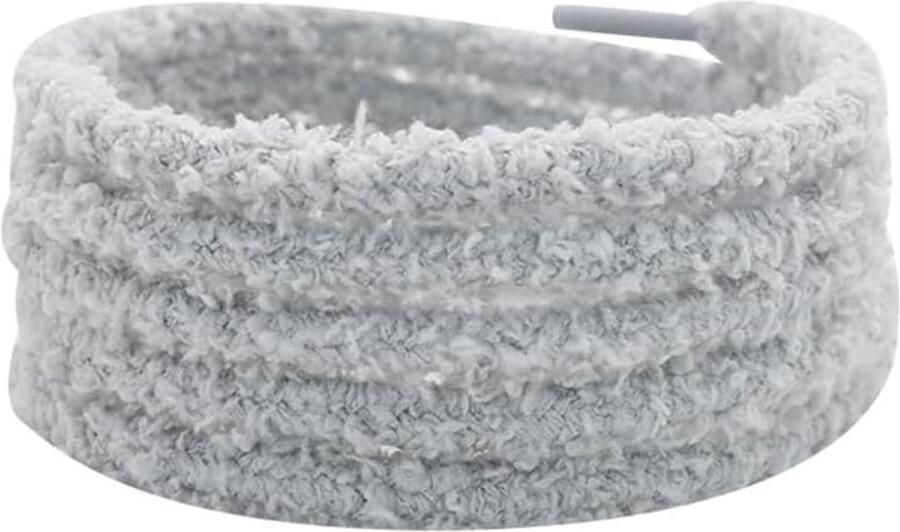 Ronde Fuzzy Veters 2 Paar 8 mm Grijs Universele Zachte Elastische Veters voor Sneakers en Canvas Schoenen Vervangingsveters Schattige Veters voor Casual Schoeisel