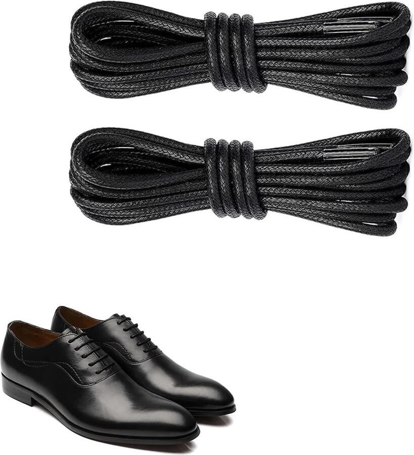 Ronde Gewaxte Schoenenveters voor Herenschoenen 4 Stuks Waterafstotend