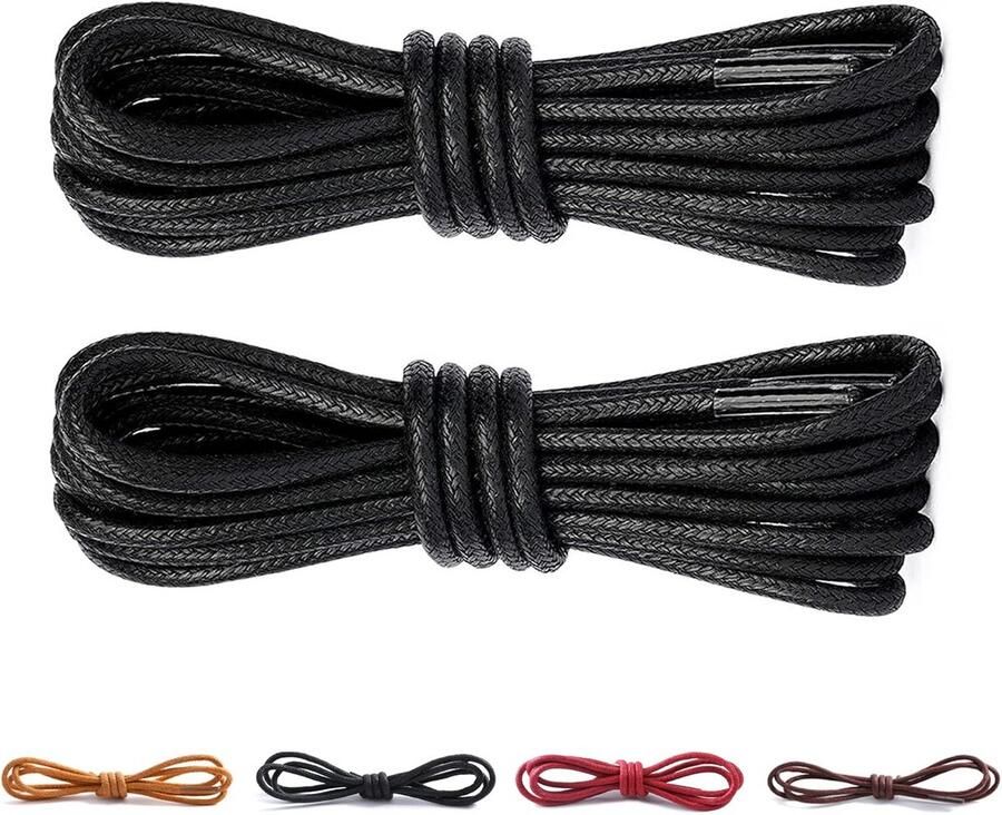2 Paar Ronde Gewaxte Schoenveters 2.5mm voor Derby Boots en Kostuumschoenen