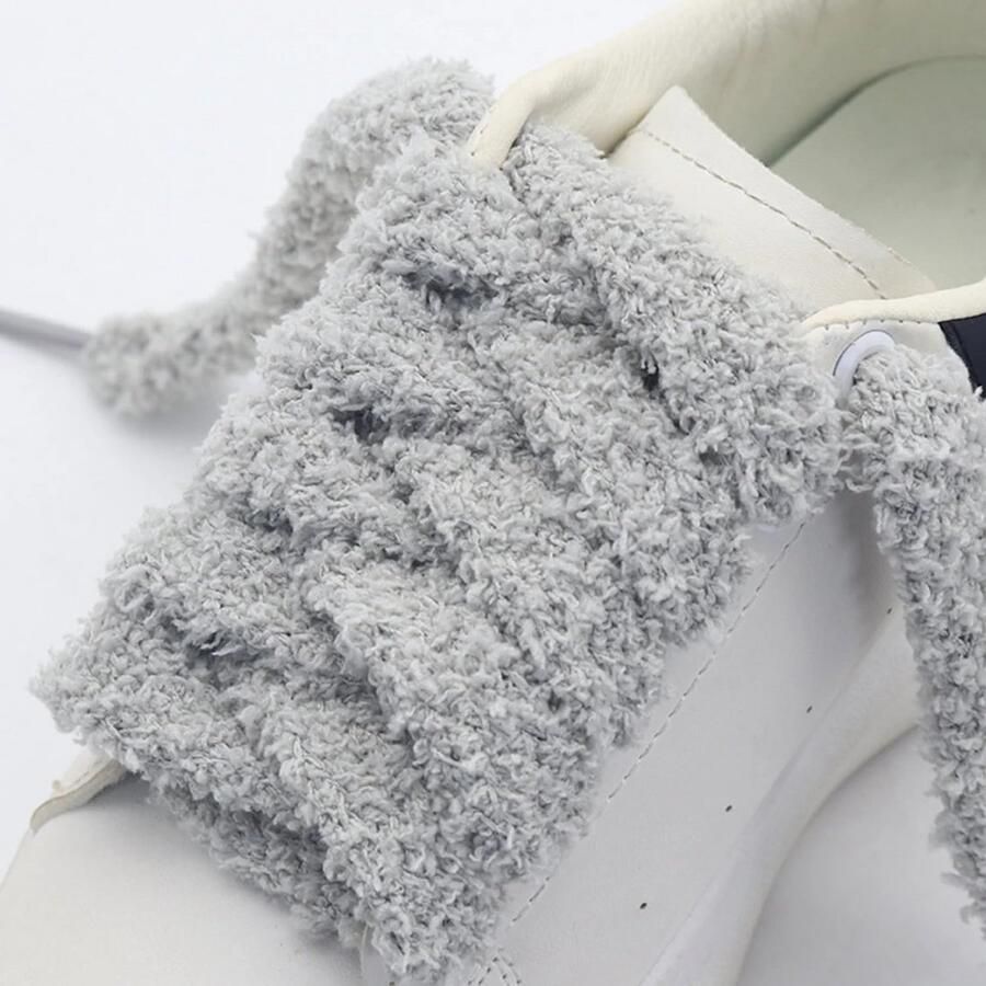 Ronde Pluche Schoenveters Zacht Fuzzy Paar voor Sneakers en Canvas Schoenen