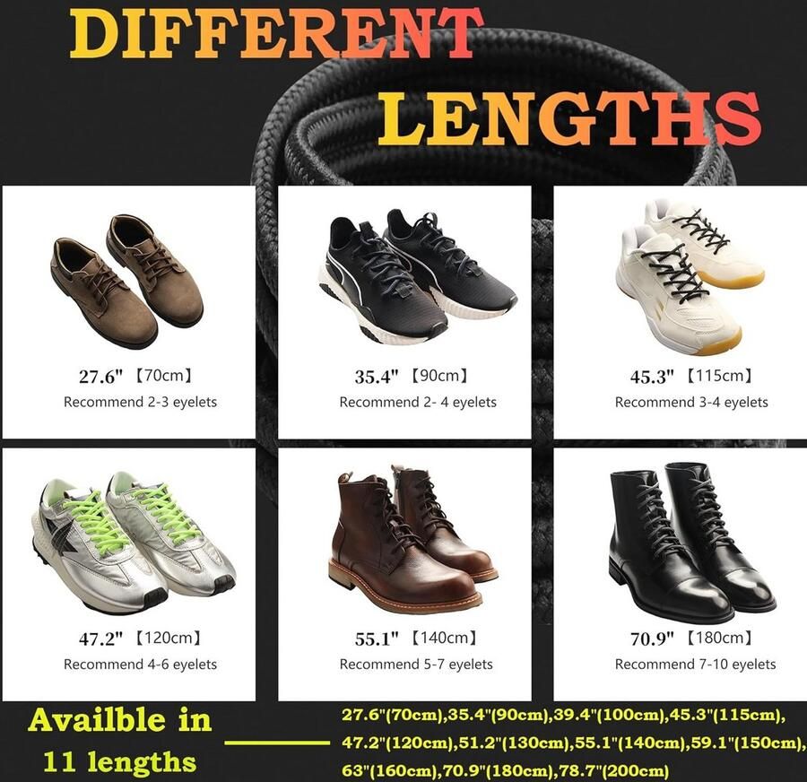 Ronde Schoenenveters 4mm Diameter voor Wandelschoenen en Sportschoenen
