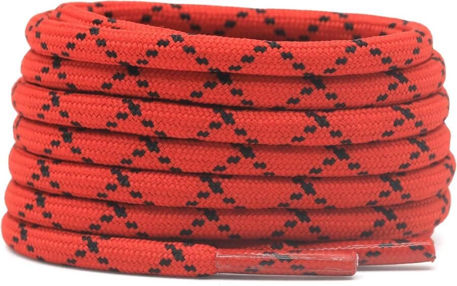 Ronde Schoenlinten Rood Zwart Sterke Veters voor Wandelschoenen Sportschoenen en Laarzen (2 Paar)