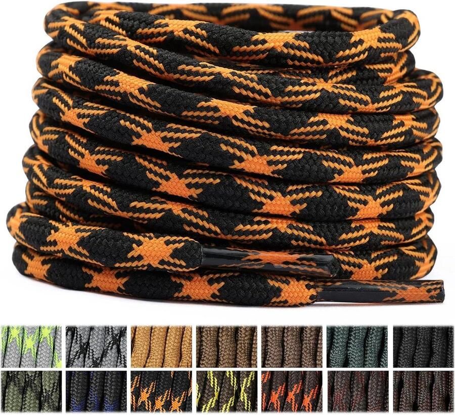 Ronde Schoenveters [2 Paar] Dik & Sterk voor Wandelschoenen Werkschoenen en Outdoorschoenen Kleuren & Lengtes