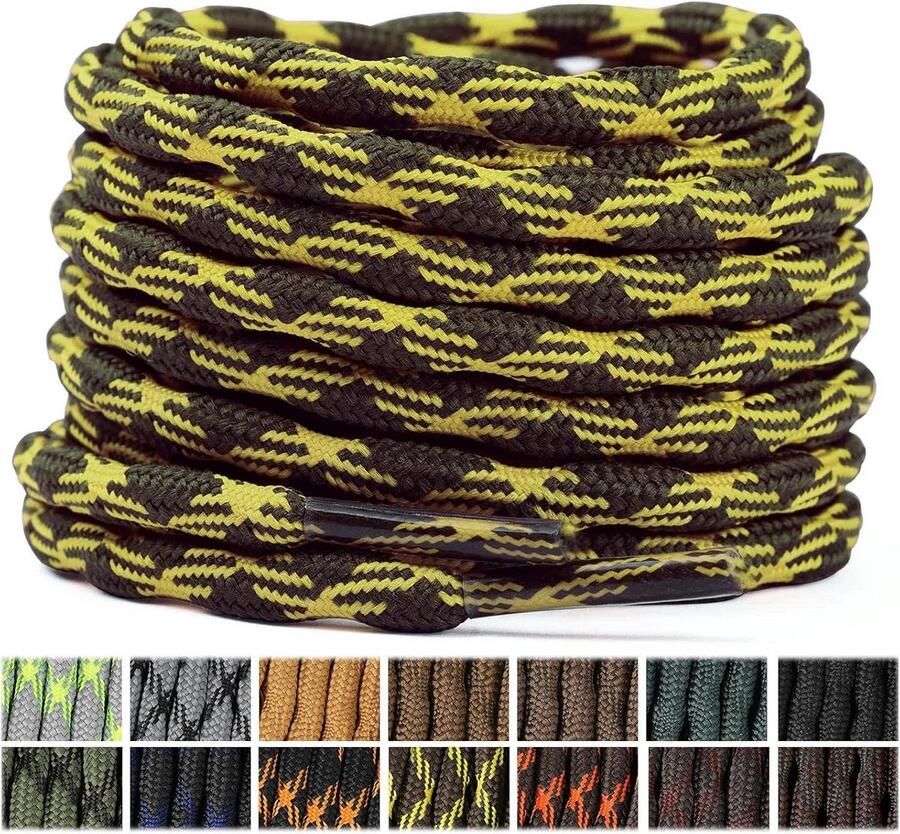 Ronde Schoenveters (2 Paar) voor Wandelschoenen en Werkschoenen Kleuren & Lengtes