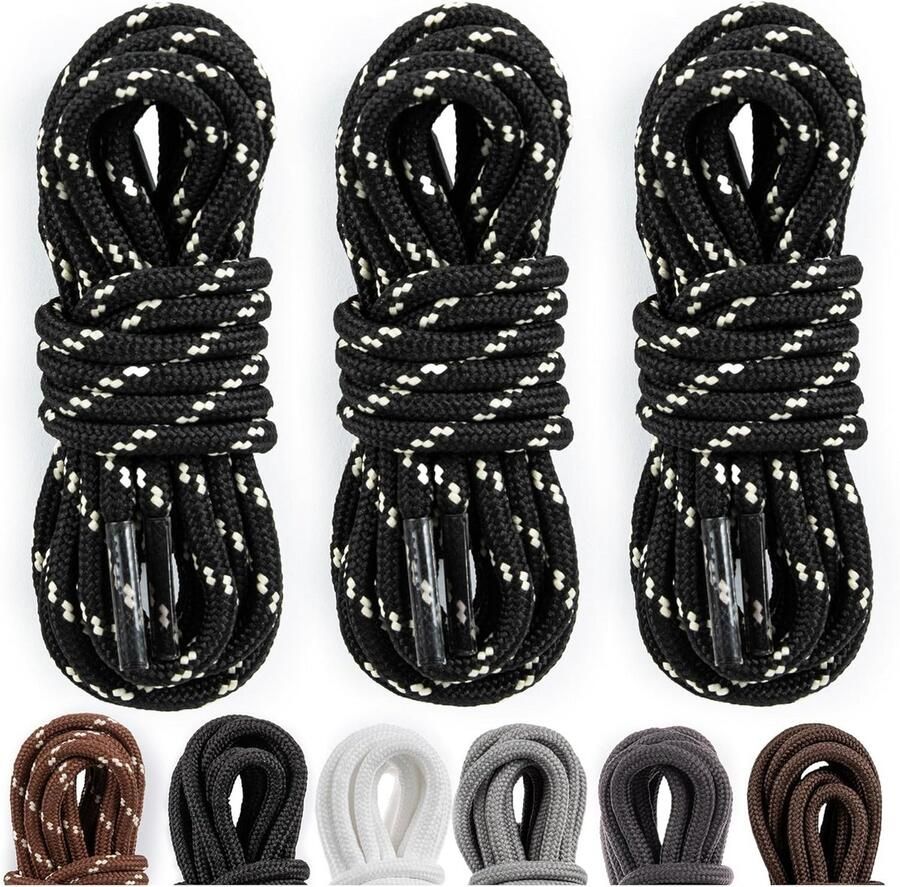 Ronde schoenveters 4 mm dik voor werkschoenen laarzen en wandelschoenen