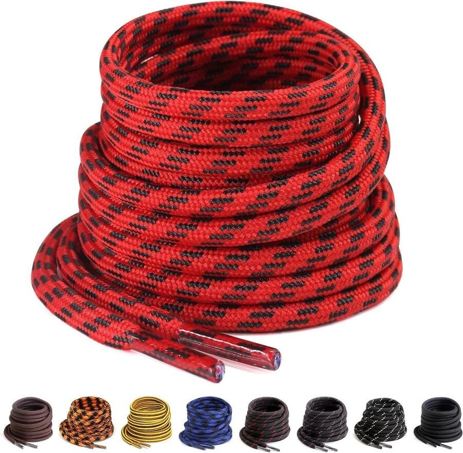 Ronde Schoenveters Veterschoenen Laarsveters Schoenen Verstevigen 4.5mm Dik 20g Rood Zwart