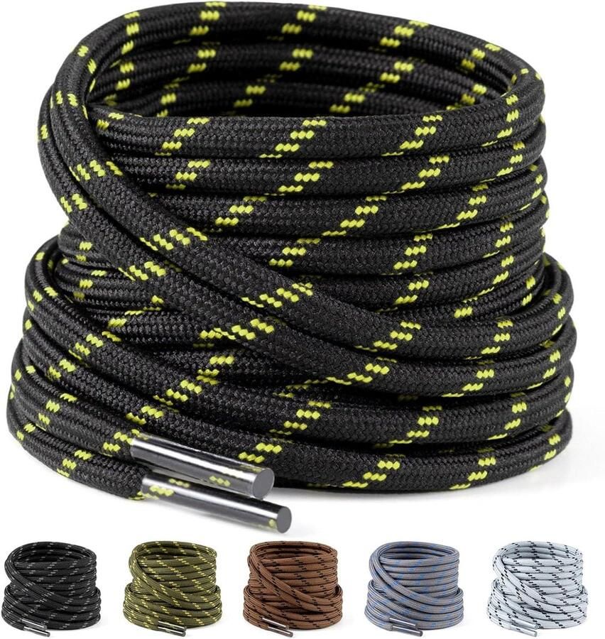 Ronde Schoenveters Laarzen Veters Schoenen Verstevigen Scheurbestendig Design 4.5mm Dik Zwart