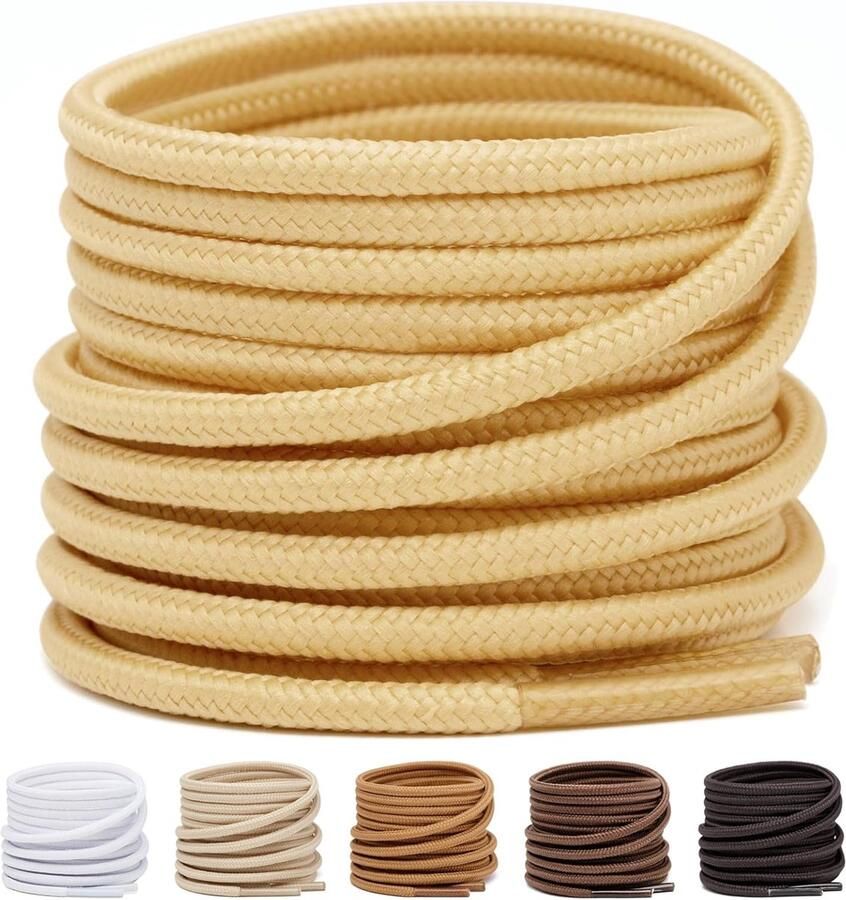 Ronde Schoenveters Polyester Ø3.5 & 4 mm Sterk en Scheurbestendig voor Werk- en Outdoorschoenen 2 Paar