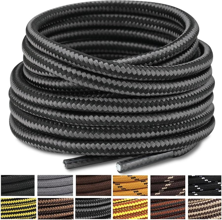 Ronde Schoenveters Sterk en Scheurbestendig voor Wandelschoenen en Werkschoenen (2 Paar)