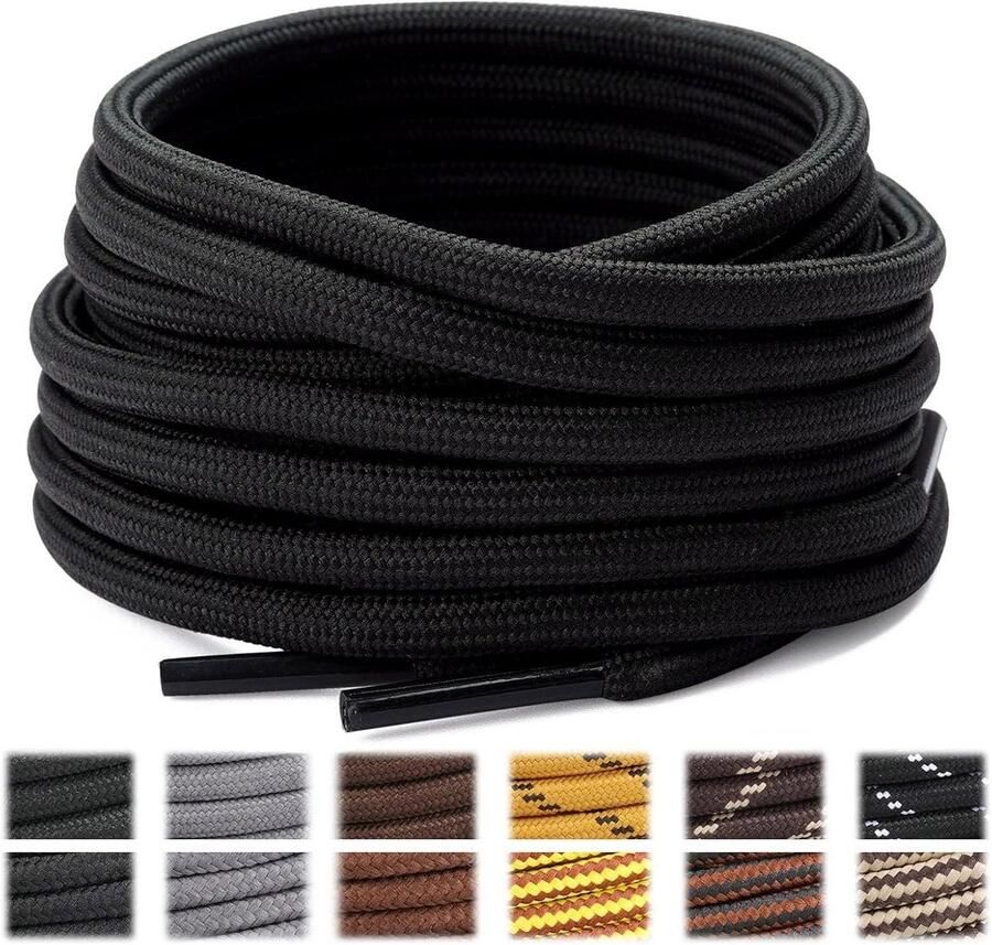 Ronde Schoenveters Sterk en Scheurvast Ideaal voor Wandelschoenen Werkschoenen en Wandelaars (2 Paar)