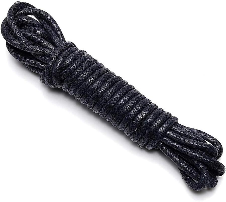 Ronde Schoenveters Veters voor Schoenen Vernieuwen Waxed en Waterdicht Zwart