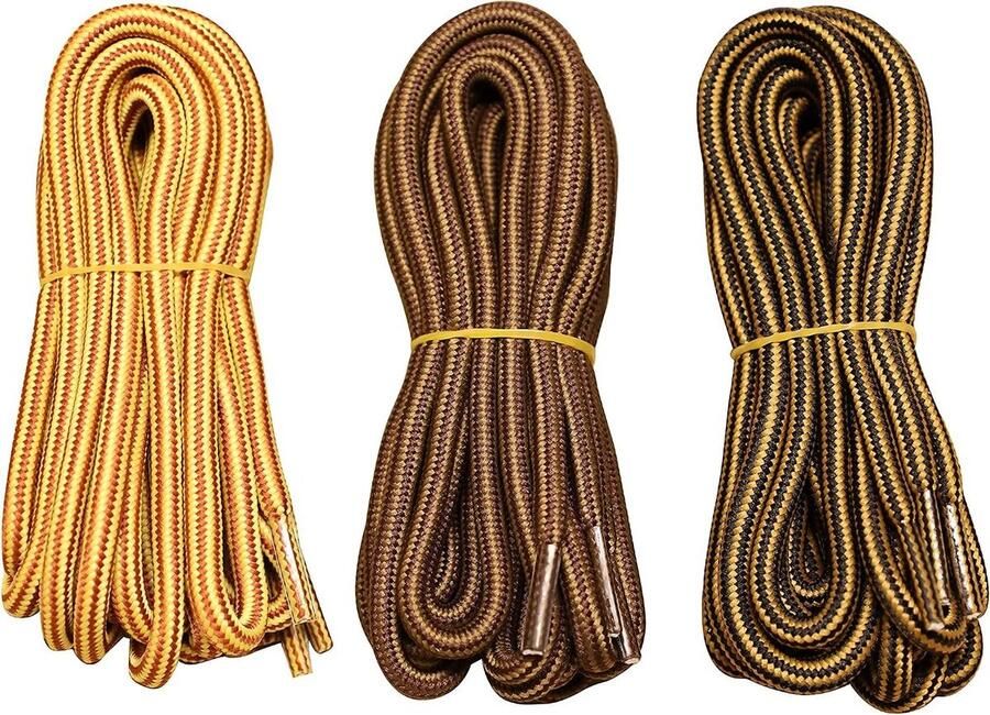 Ronde Schoenveters Veters voor Laarzen Outdoor Activiteiten Versterkt Polyester Mesh 2 paar Zwart