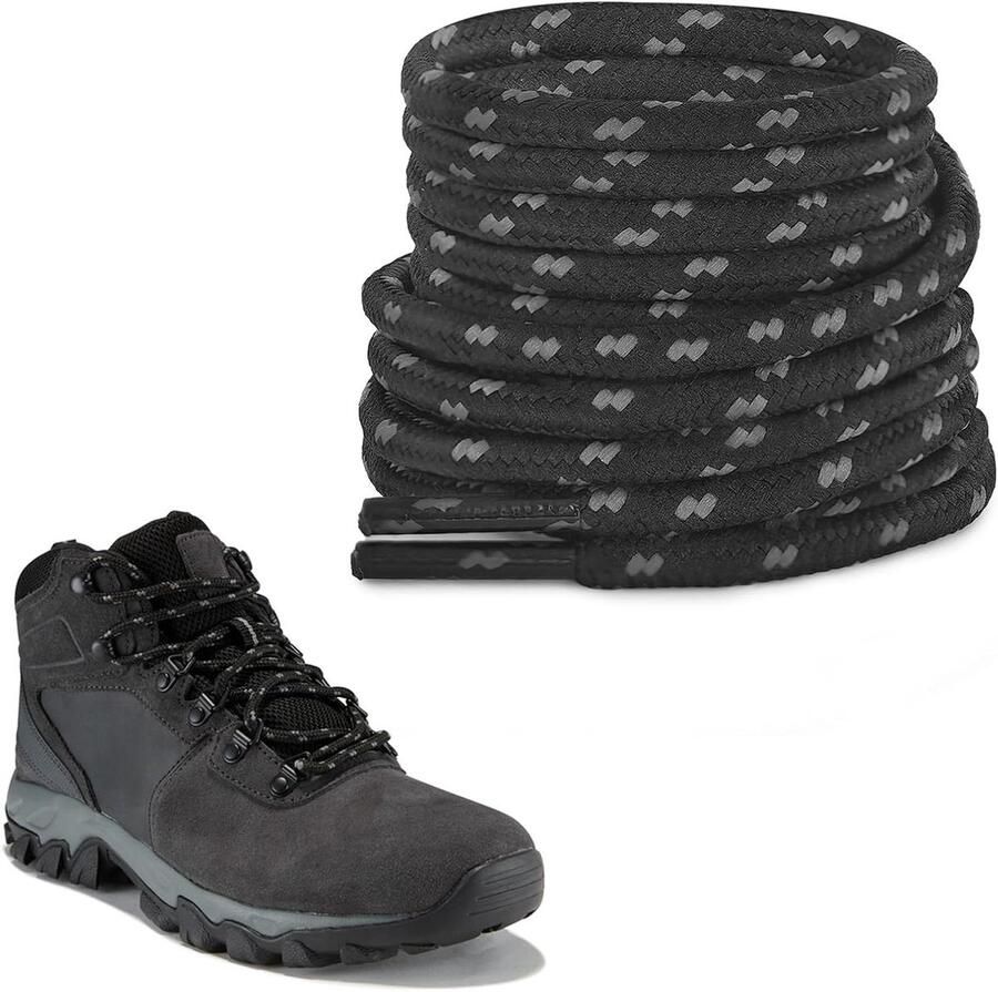 Ronde Schoenveters Veters voor Laarzen Schoenen Herstellen Versterkte Treksterkte 5mm Breed Zwart