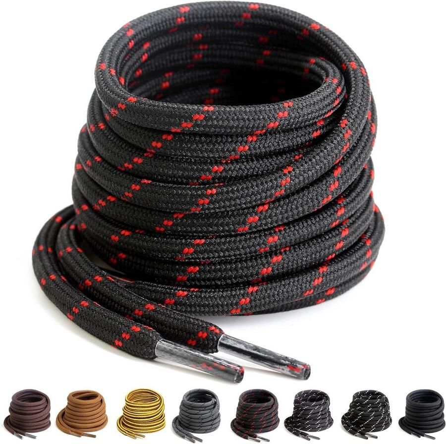 Ronde Schoenveters Veters voor Laarzen Schoenen Versterken 4.5mm Dik 2 Paar Zwart