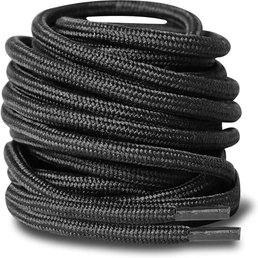 Ronde Schoenveters Veters voor Werklaarzen Outdoor Activiteiten 4mm Dik Lengtes Zwart